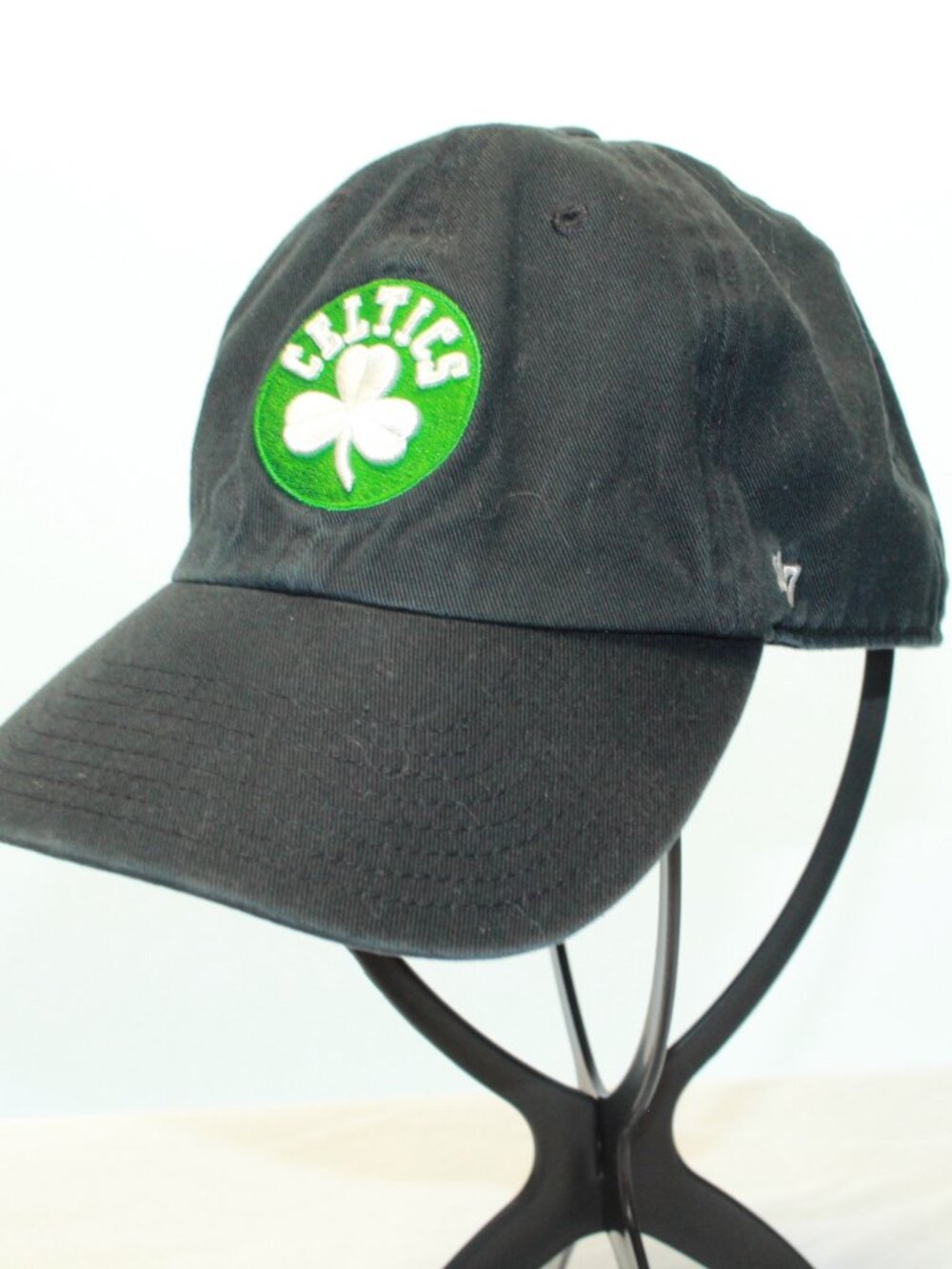 Boston Celtics Patch '47 Brand Black 100% Cotton Strapback Adjustable Hat Cap